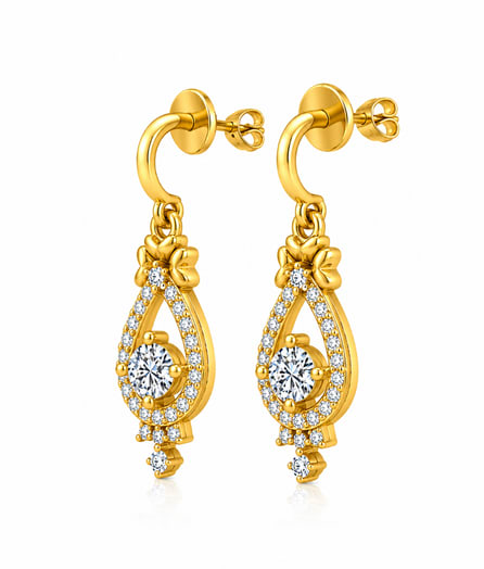 Teardrop Bow Gold Earrings view 3