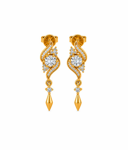 Elegant Swirl Drop Gold Earrings view 2