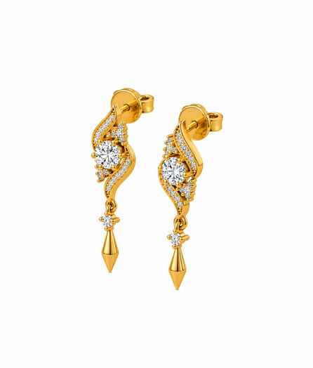 Elegant Swirl Drop Gold Earrings view 3