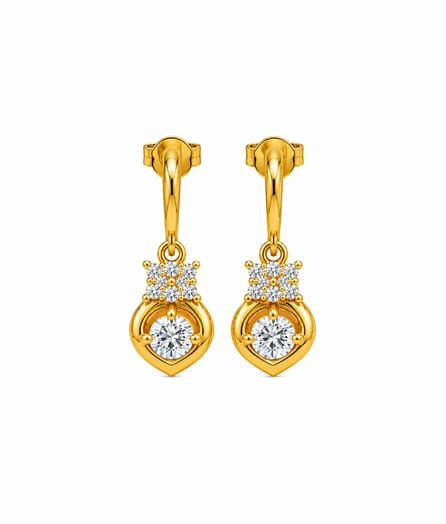 Floral Heart Drop Gold Earrings view 2