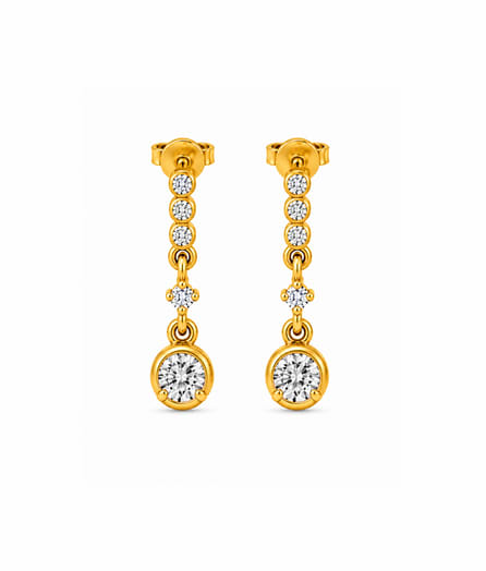 Round Drop Gold Earrings view 2