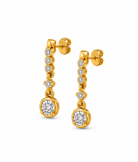 Round Drop Gold Earrings view 3