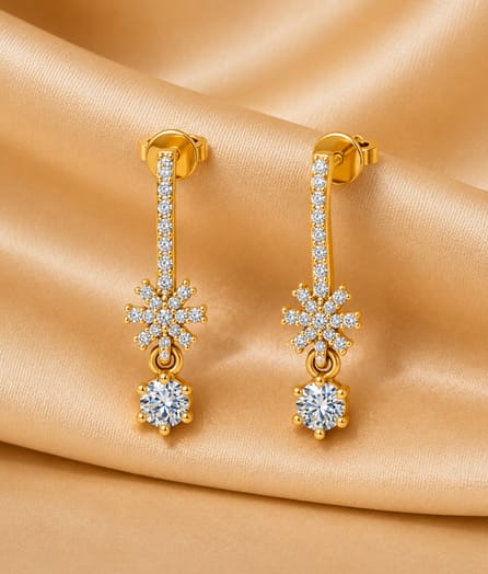 Starburst Drop Gold Earrings - View 1