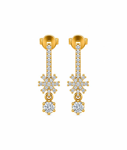 Starburst Drop Gold Earrings view 2
