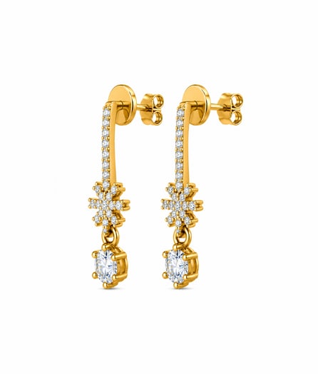 Starburst Drop Gold Earrings view 3