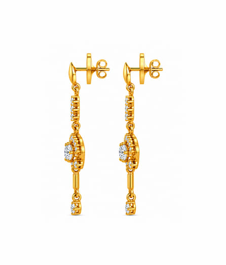 Elegant Floral Drop Gold Earrings view 3