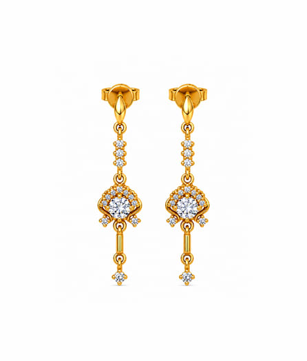Elegant Floral Drop Gold Earrings view 2