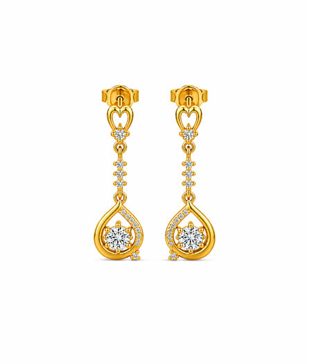 Heart Teardrop Gold Earrings view 2