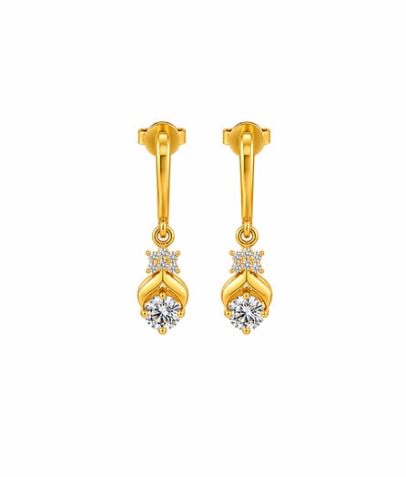 Floral Teardrop Gold Earrings view 2