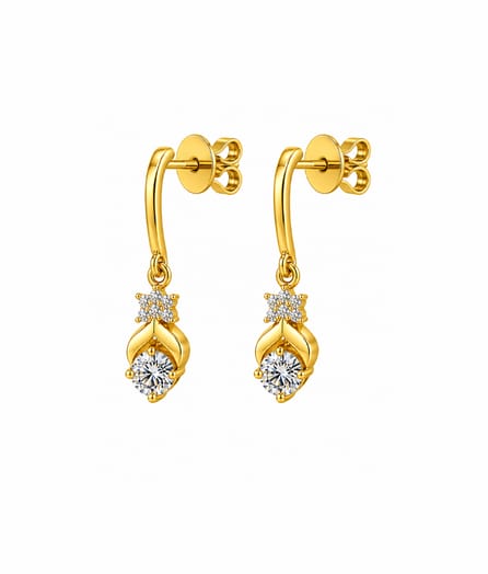 Floral Teardrop Gold Earrings view 3