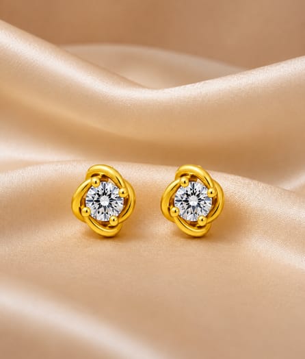 Elegant Gold Stud Earrings - View 1