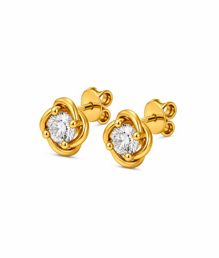 Elegant Gold Stud Earrings view 3