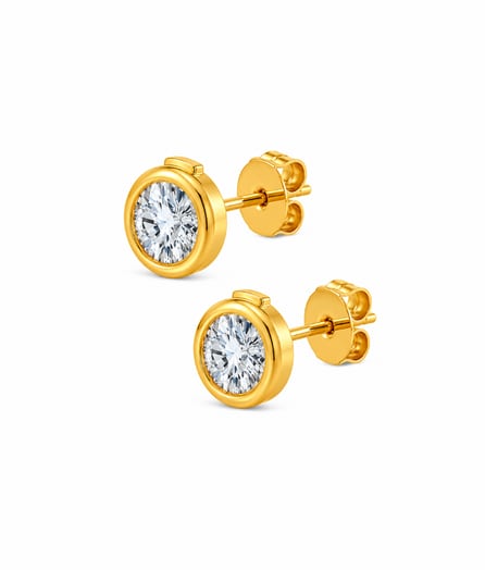 Classic Round Gold Stud Earrings view 3