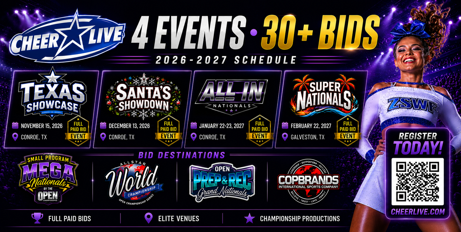 CheerLive 2026-2027 Event Schedule