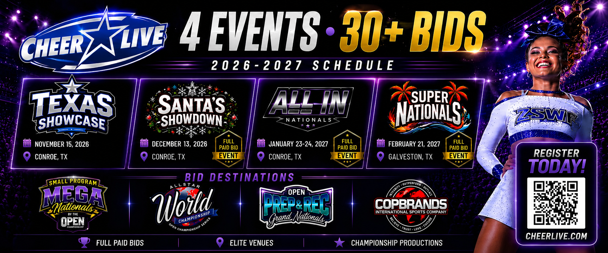 CheerLive 2026-2027 Event Schedule