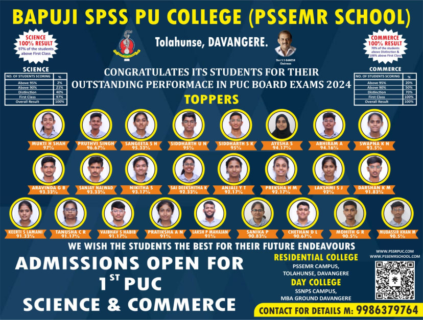 Achievements at Bapuji SPSS PU College