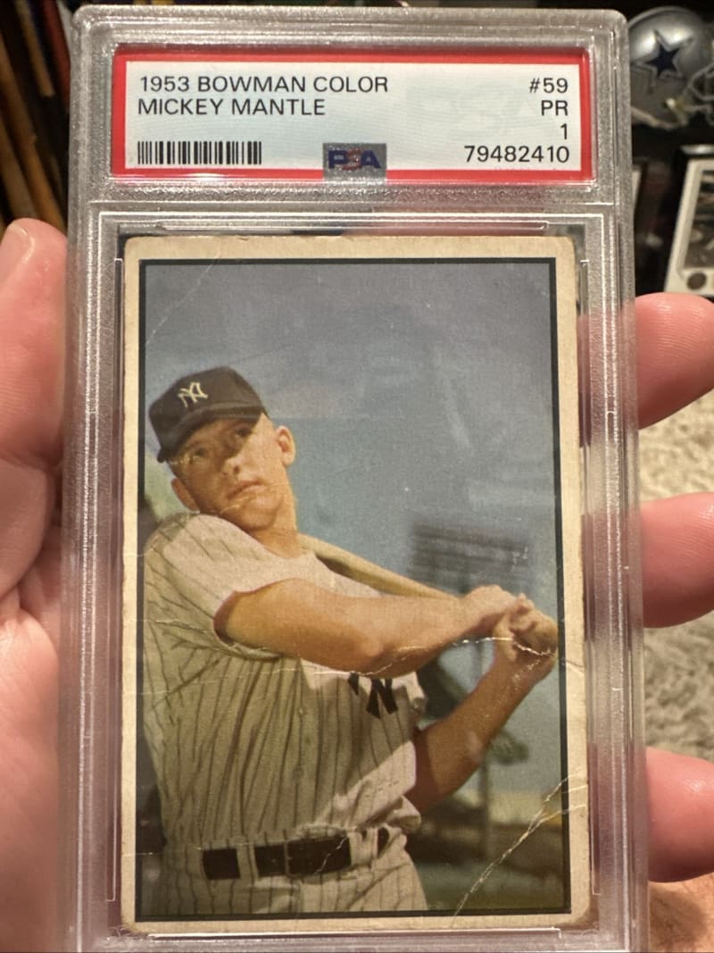 1953 Bowman Color Mickey Mantle #59 front