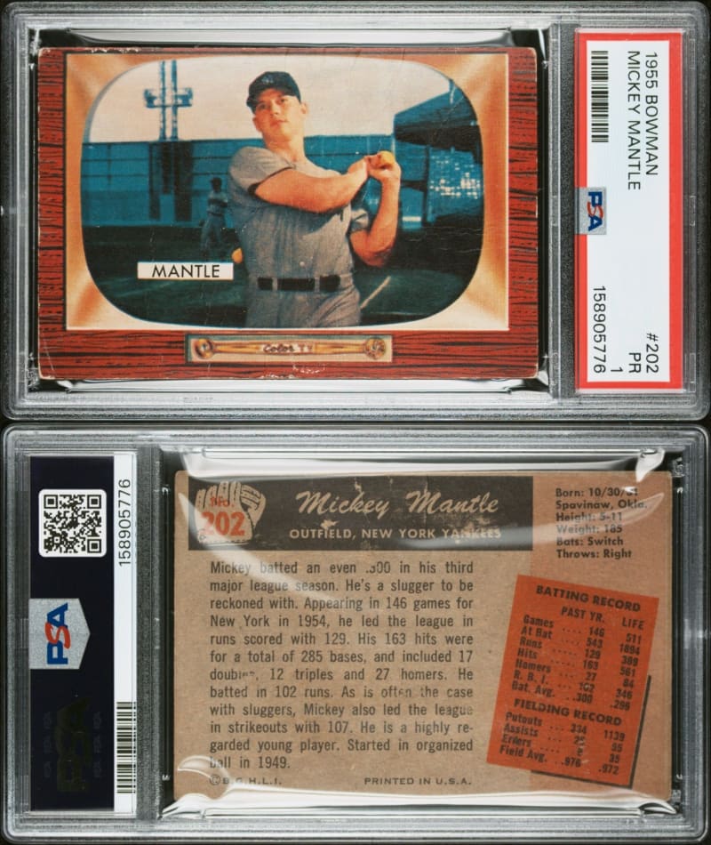 1955 Bowman Mickey Mantle #202 front