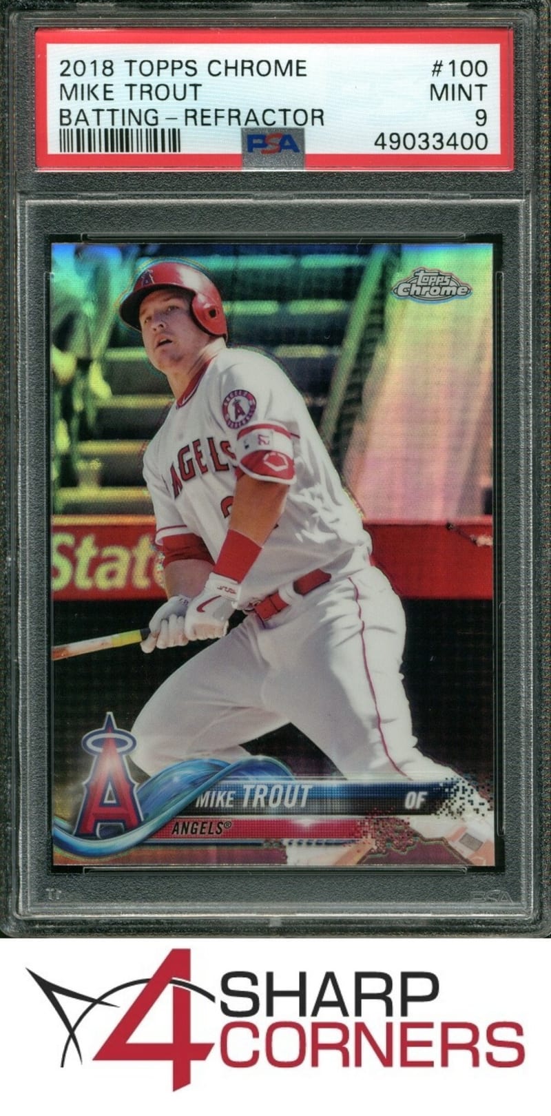 2018 Topps Chrome Refractor Mike Trout #100 front