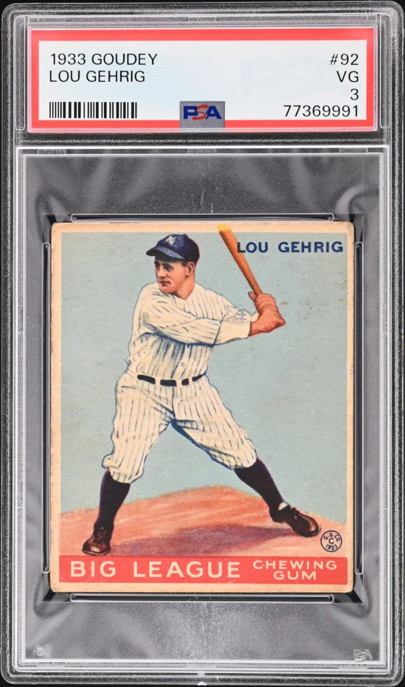 1933 Goudey Lou Gehrig #92 front