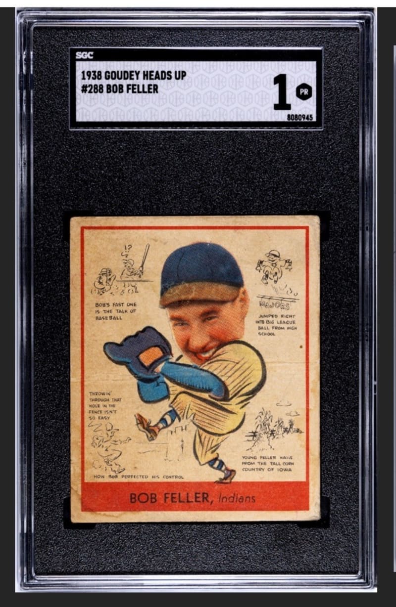 1938 Goudey Heads Up Bob Feller #264 front