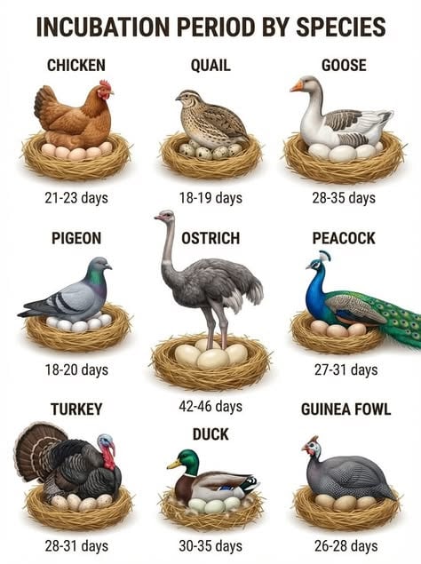 Incubation Periods by Poultry Species