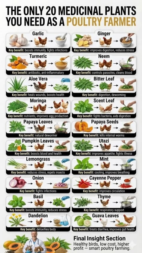 20 Medicinal Plants for Poultry Health