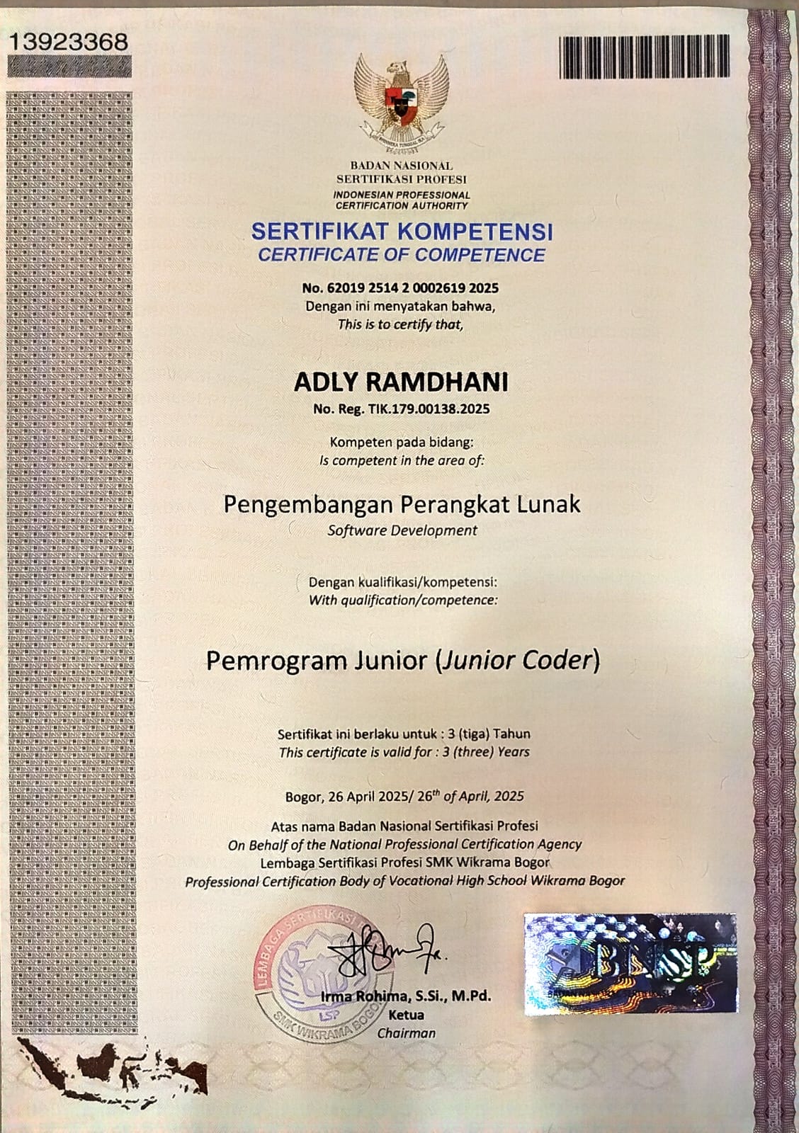certificate