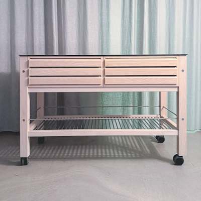 Eksklusivt multimøbel på hjul. Massiv hvid ask