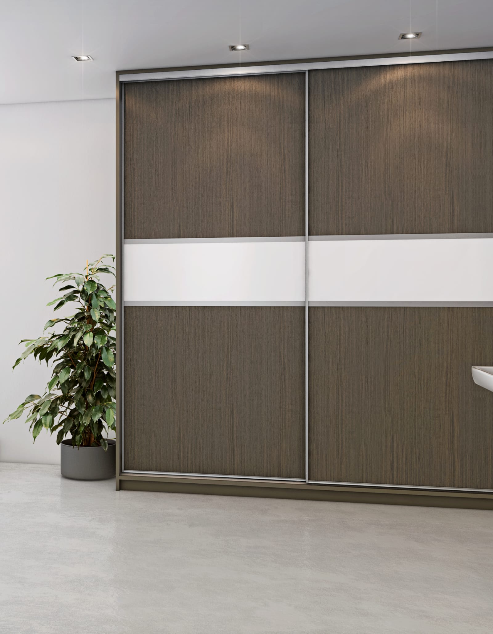 Sort skyvedør med aluminium ramme i baderom