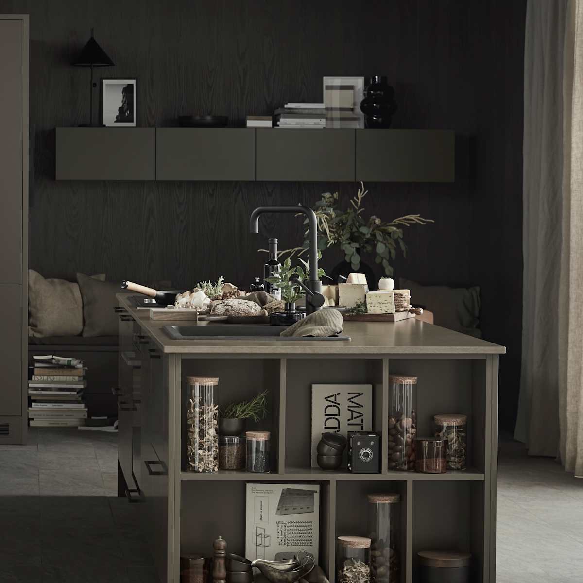 Line er en stilren kjøkkenmodell med et stort designregister. De slette MDF-frontene kan males i alle Sigdals standardfarger, eller valgfri NCS-farge mot et pristillegg.
