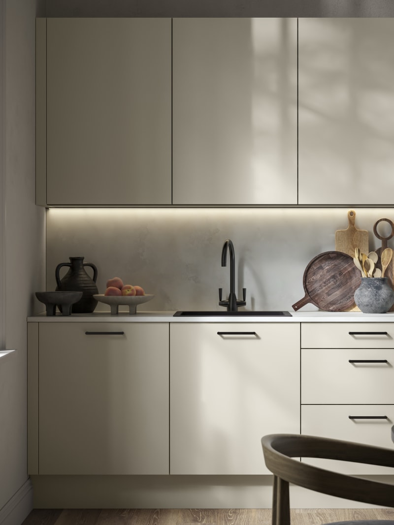 Modern kitchen design with a lightweight wood-effect finish