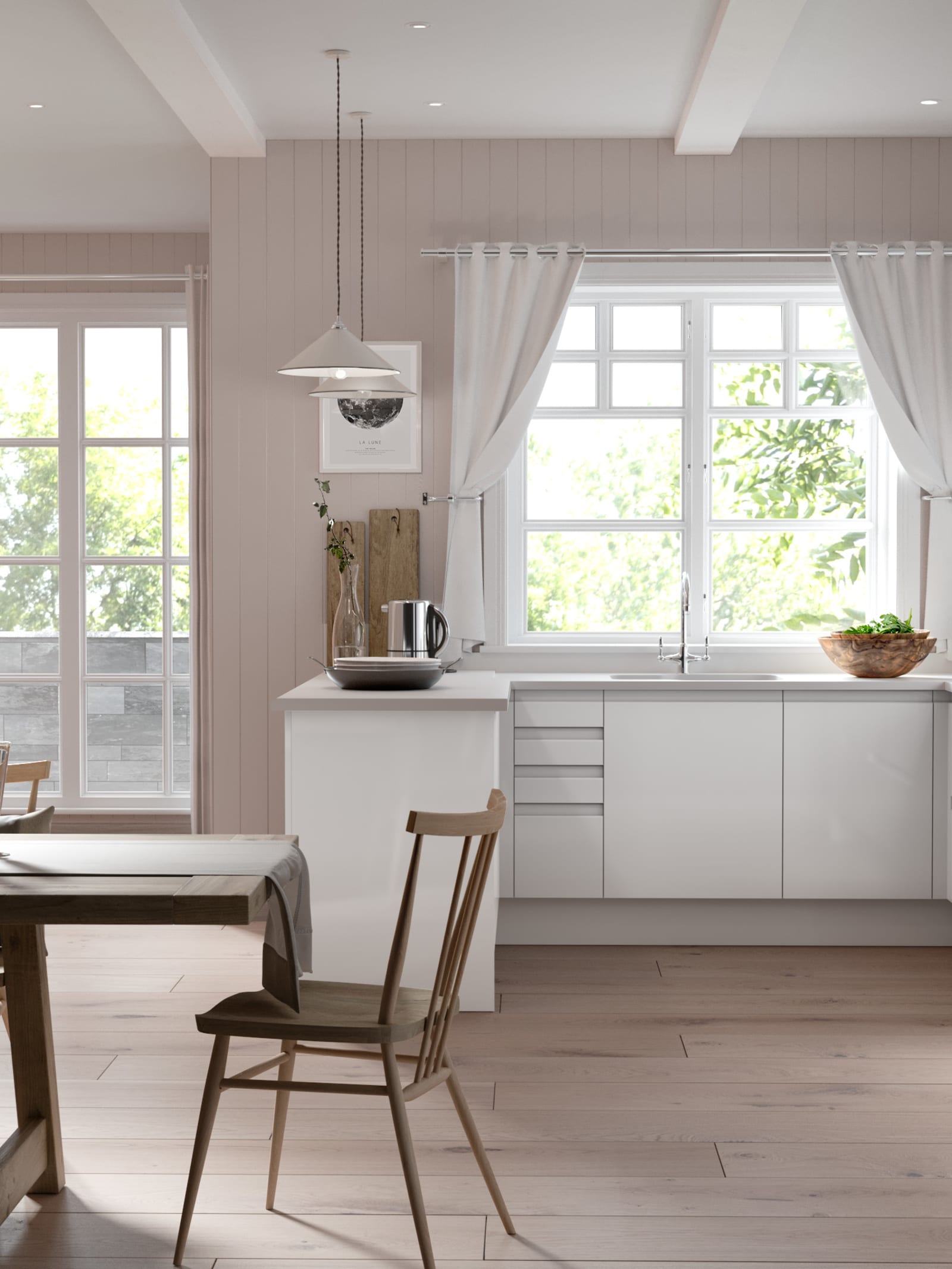 Luna Kitchen from Magnet. An affordable handless look with integrated J Pull doors for a stylish and modern look.