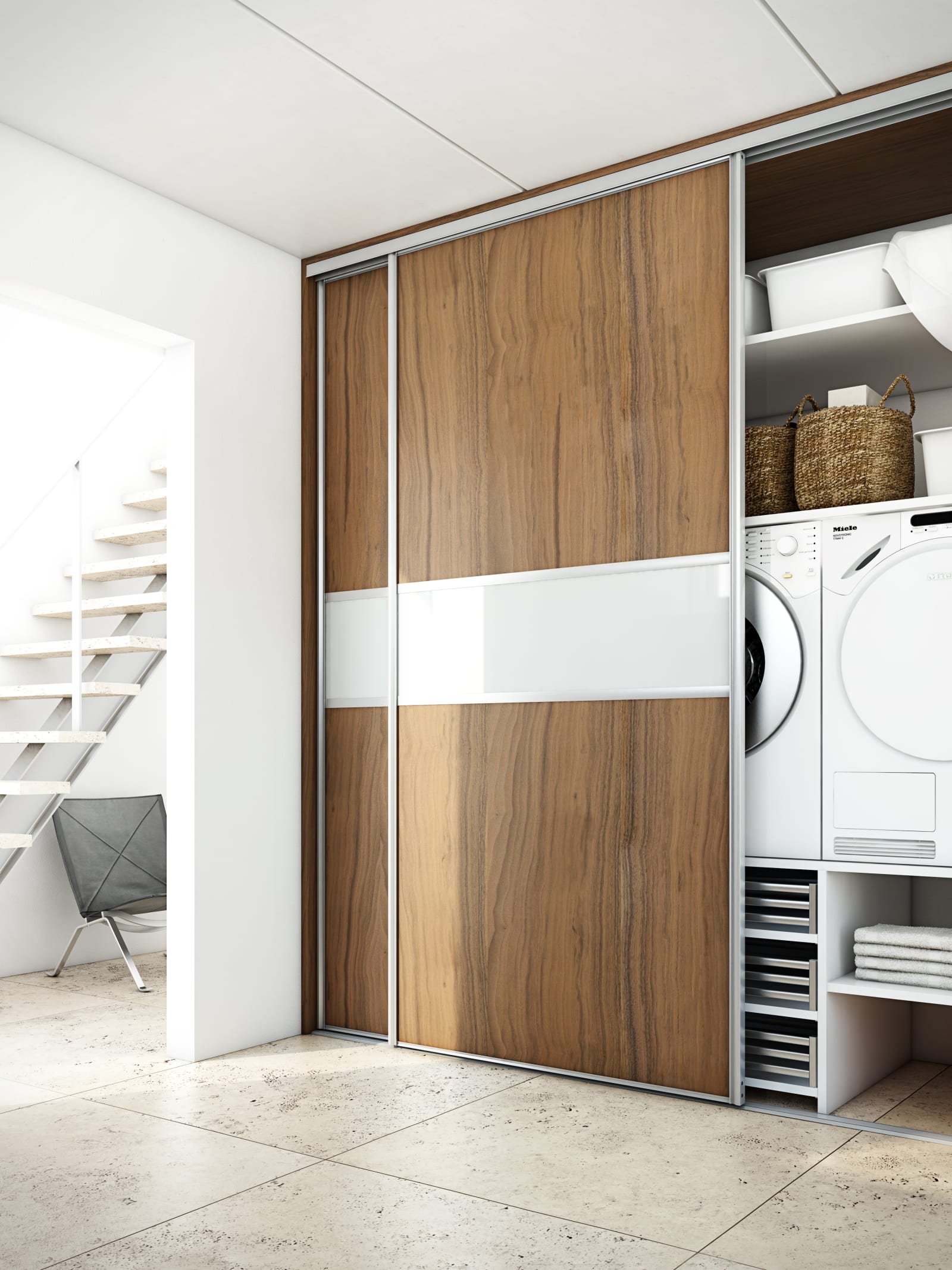 Skydedørsløsning til bryggers