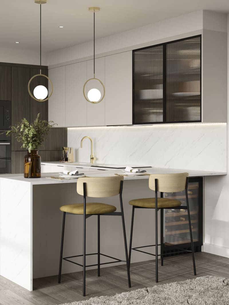 Modern kitchen design with a lightweight wood-effect finish