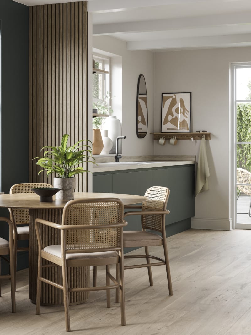 Kitchen island with outlet chairs