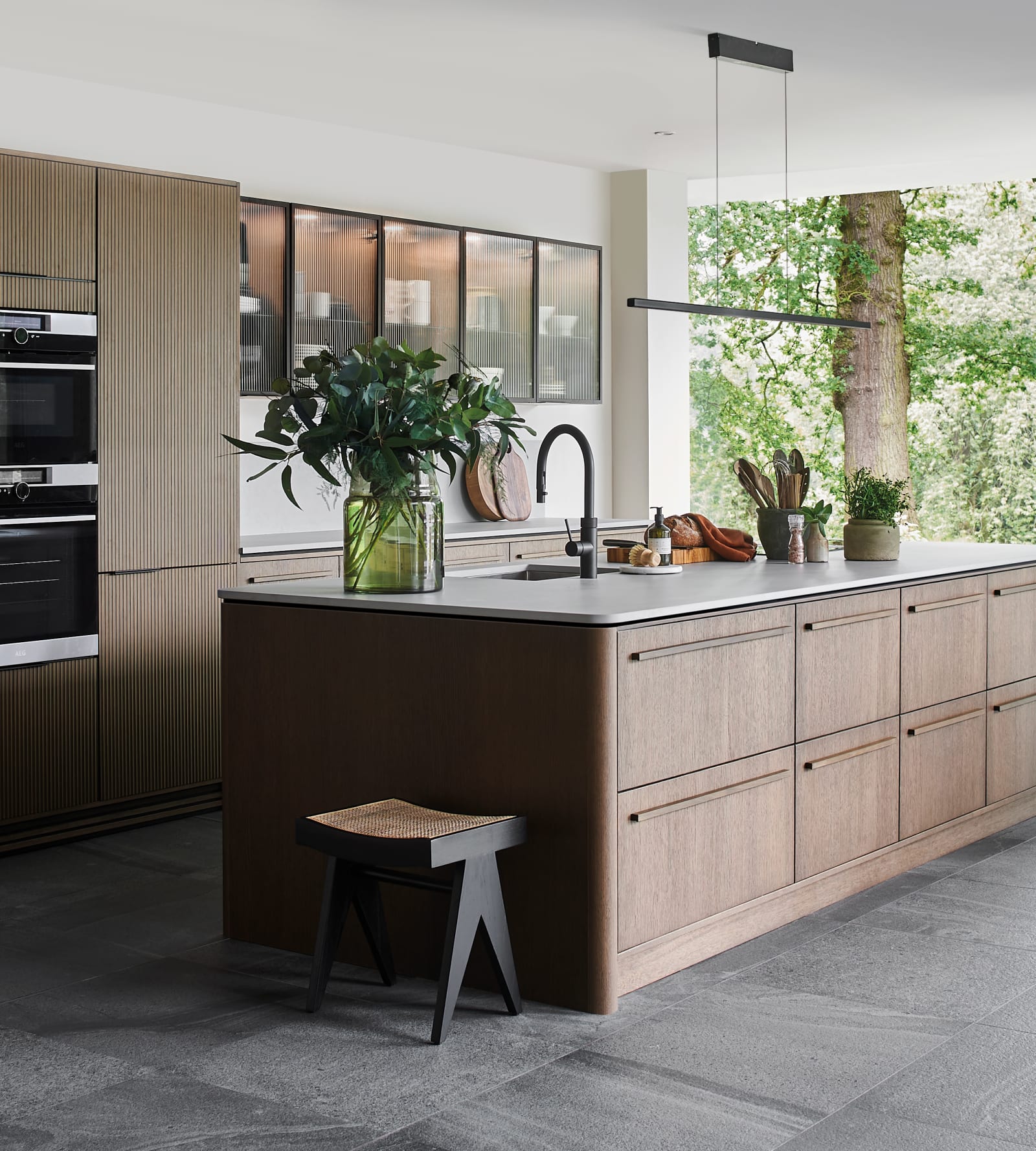 Beech effect kitchen units top