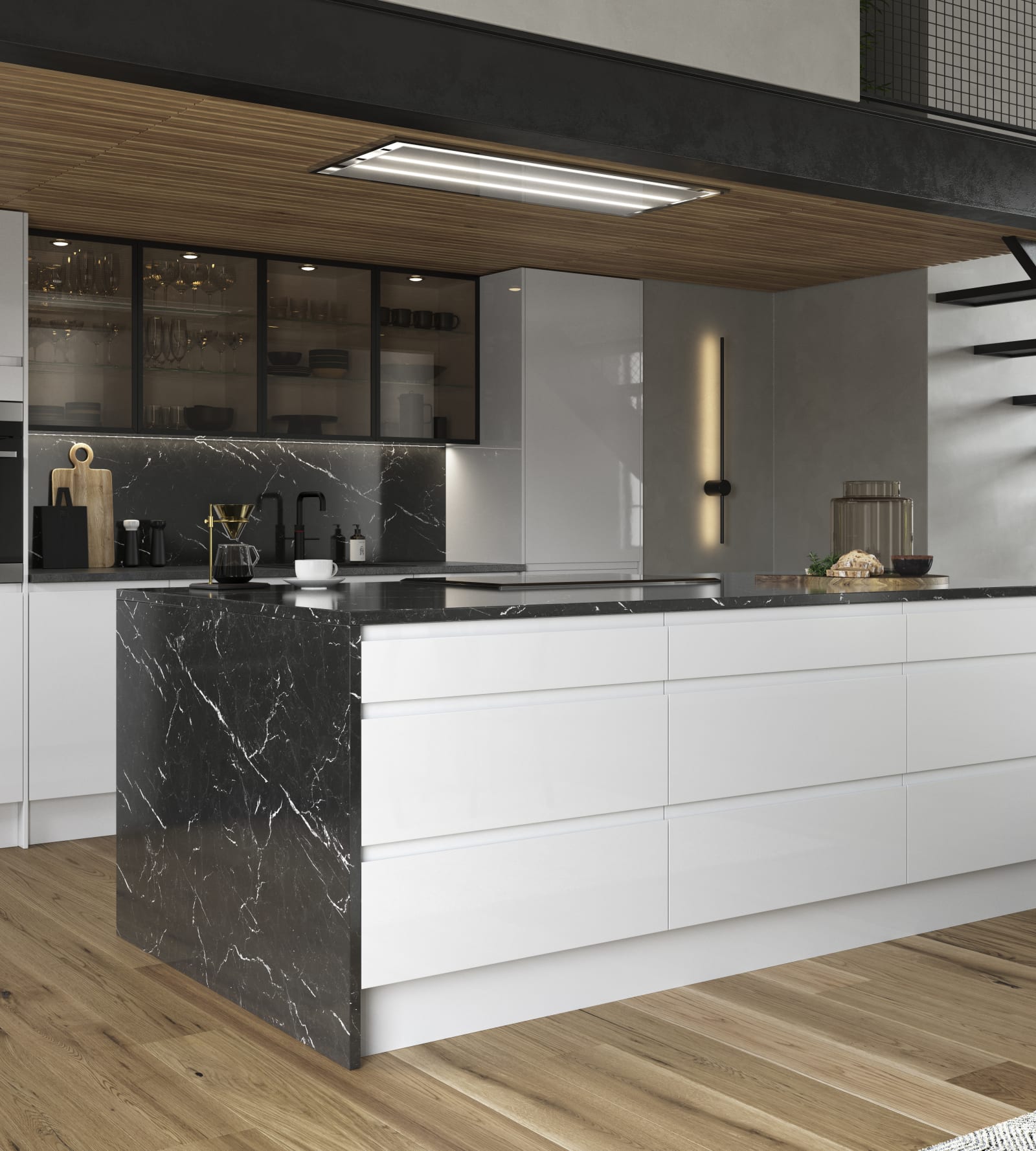 Luna Kitchen from Magnet. An affordable handless look with integrated J Pull doors for a stylish and modern look.