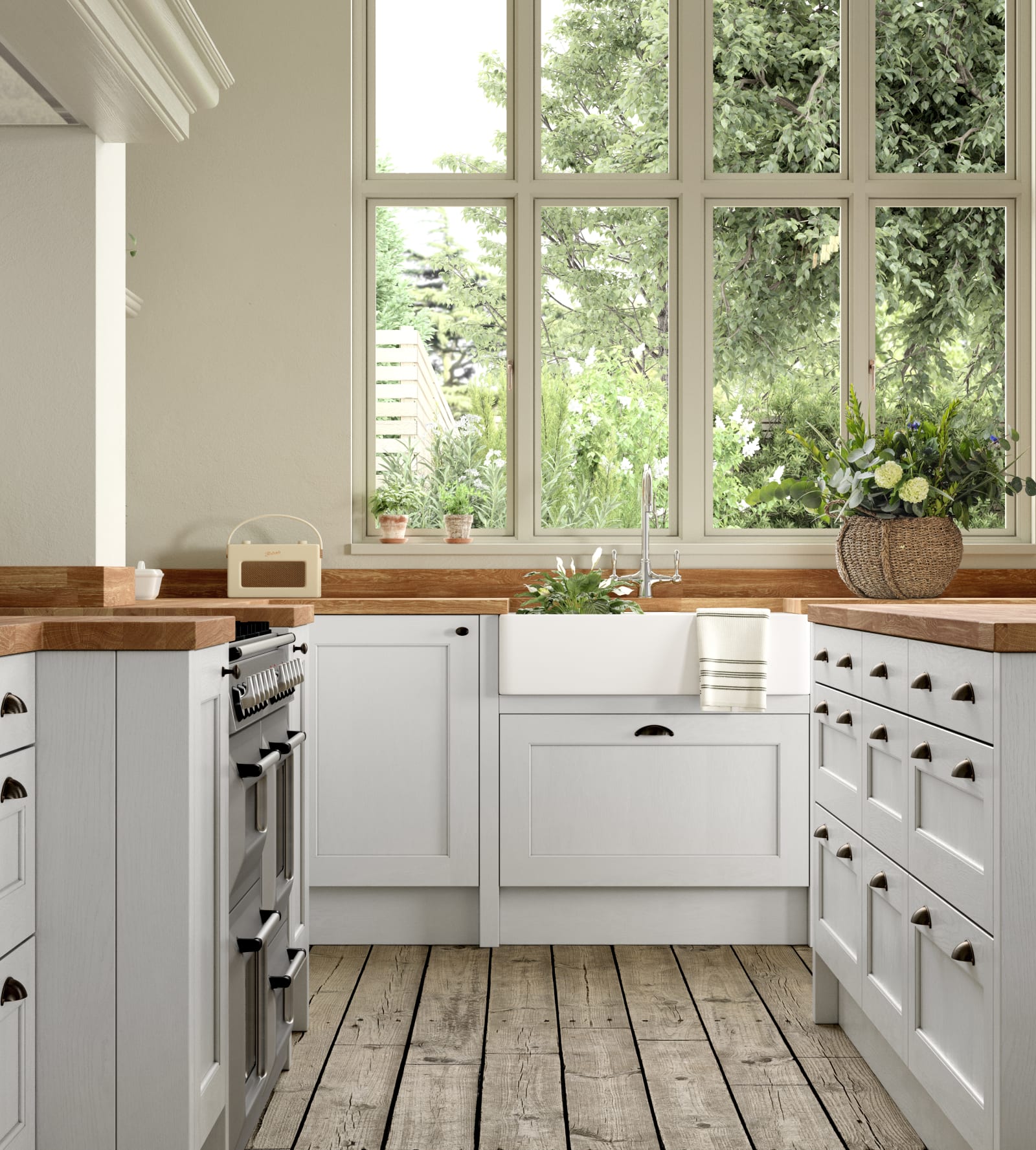 Ludlow kitchen. Our latest Shaker door, with a modern country-style. Available in all 20 Magnet Create colours.