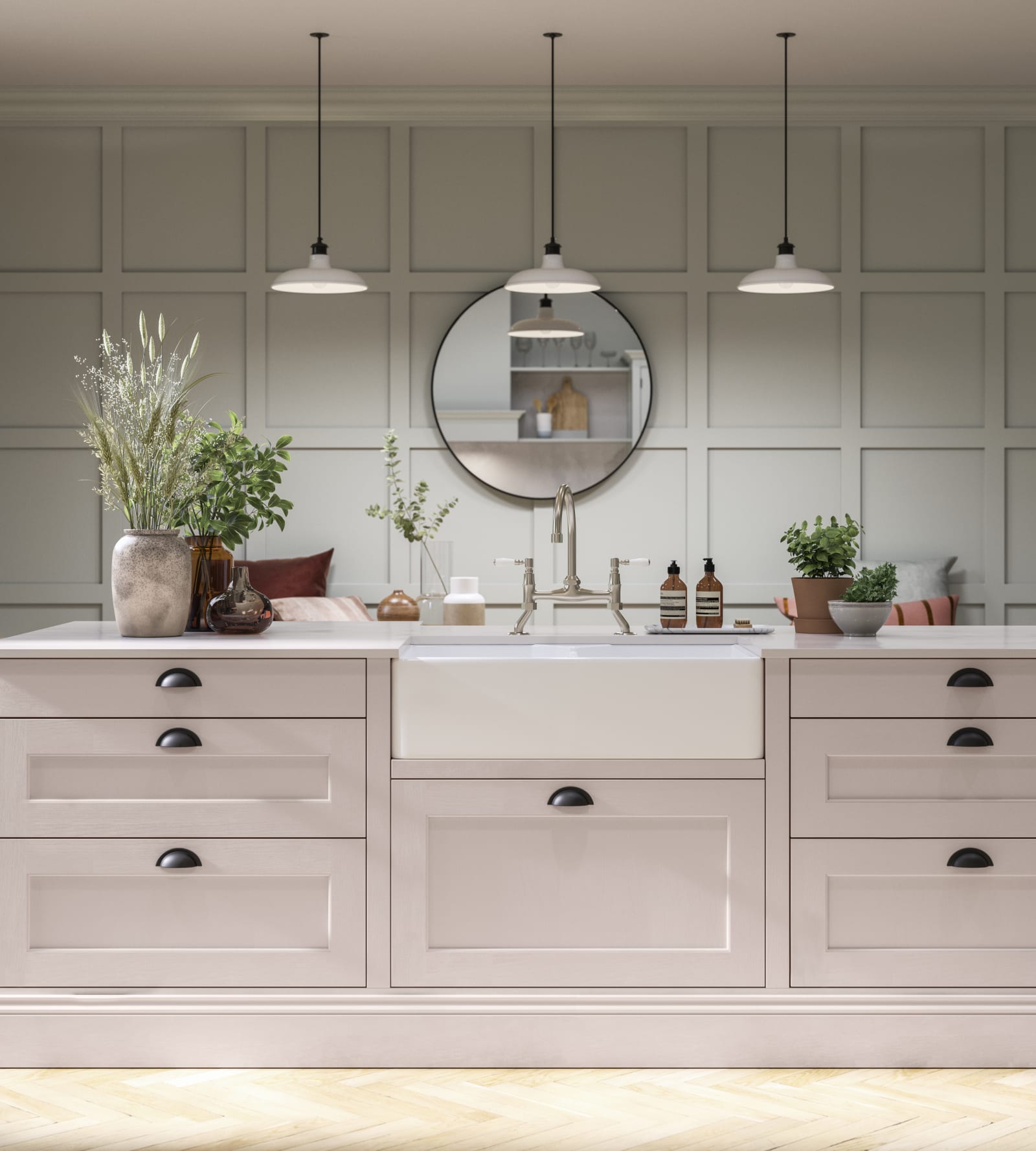 Blush pink kitchen appliances top