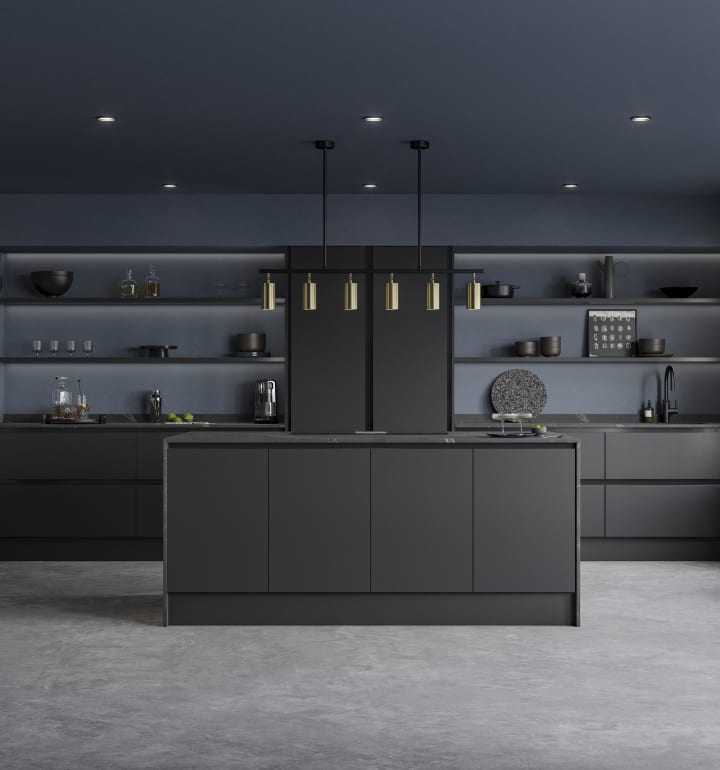 Black store base cabinets