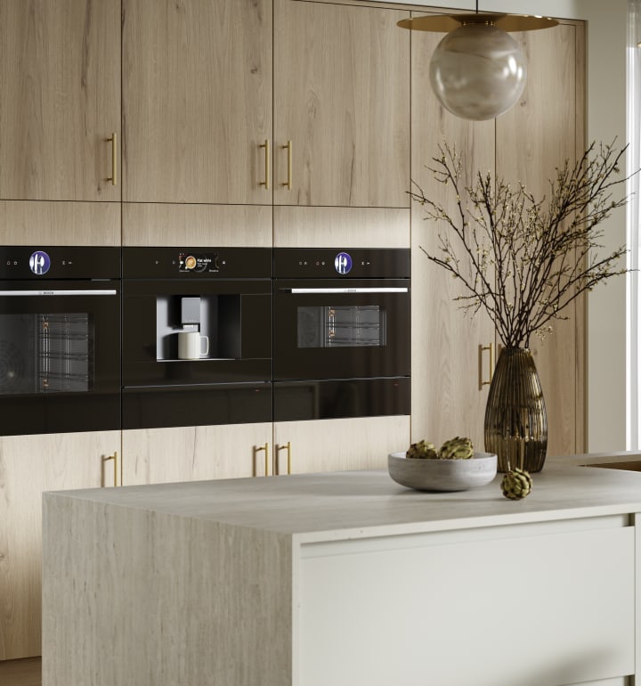 Wood effect kitchen cabinets top