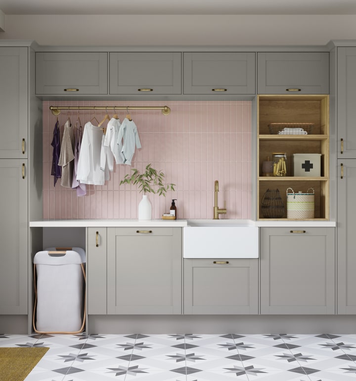 Utility room kitchen units top