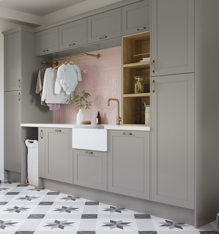 Utility room kitchen units top