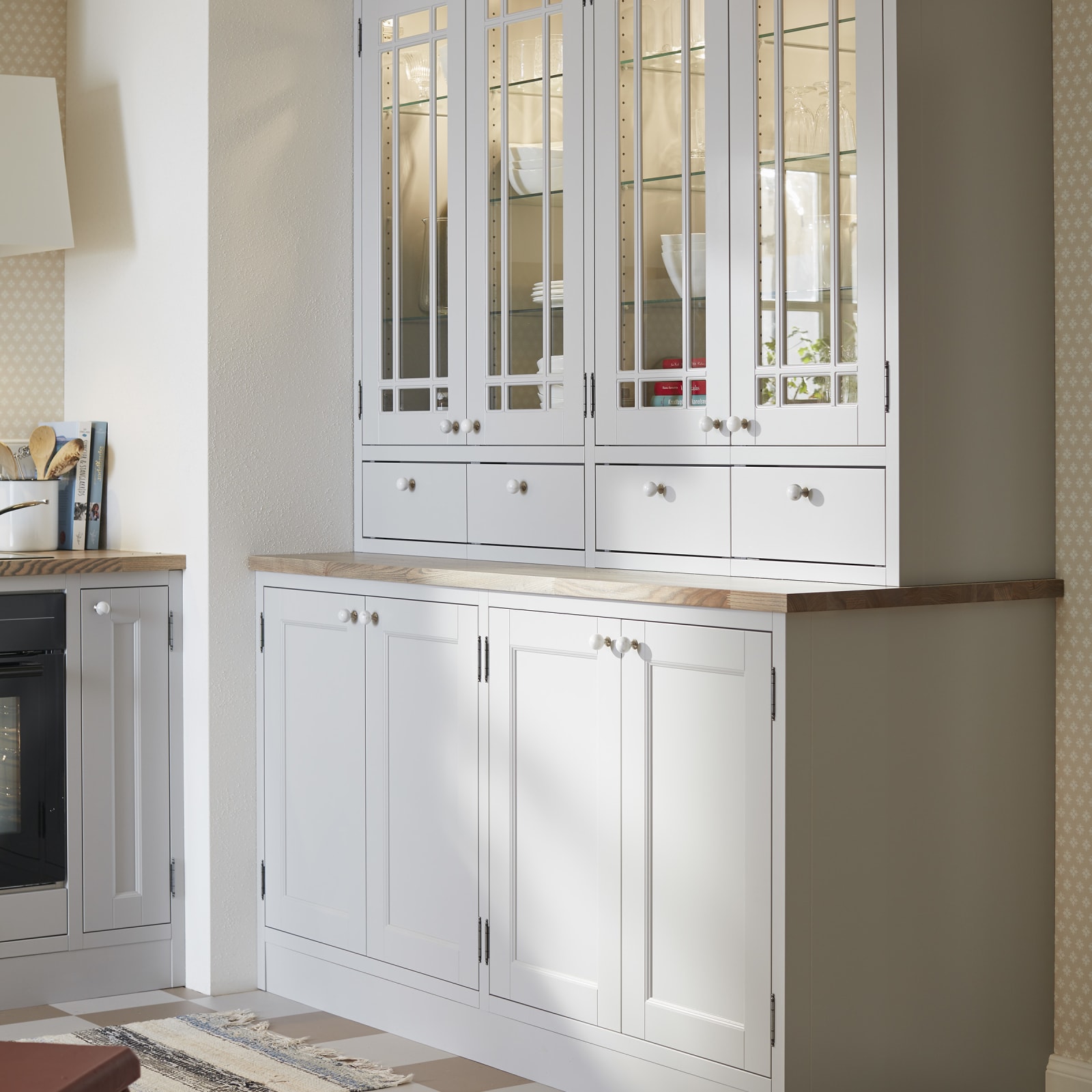 Marbodal - bänkstående vitrin - Fagerö Moln - kökslucka ljusgrått