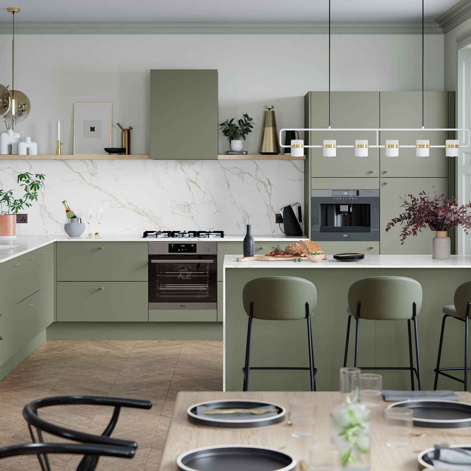 Soho from Magnet. Bold slab doors style this premium contemporary kitchen design available in 20 colours.