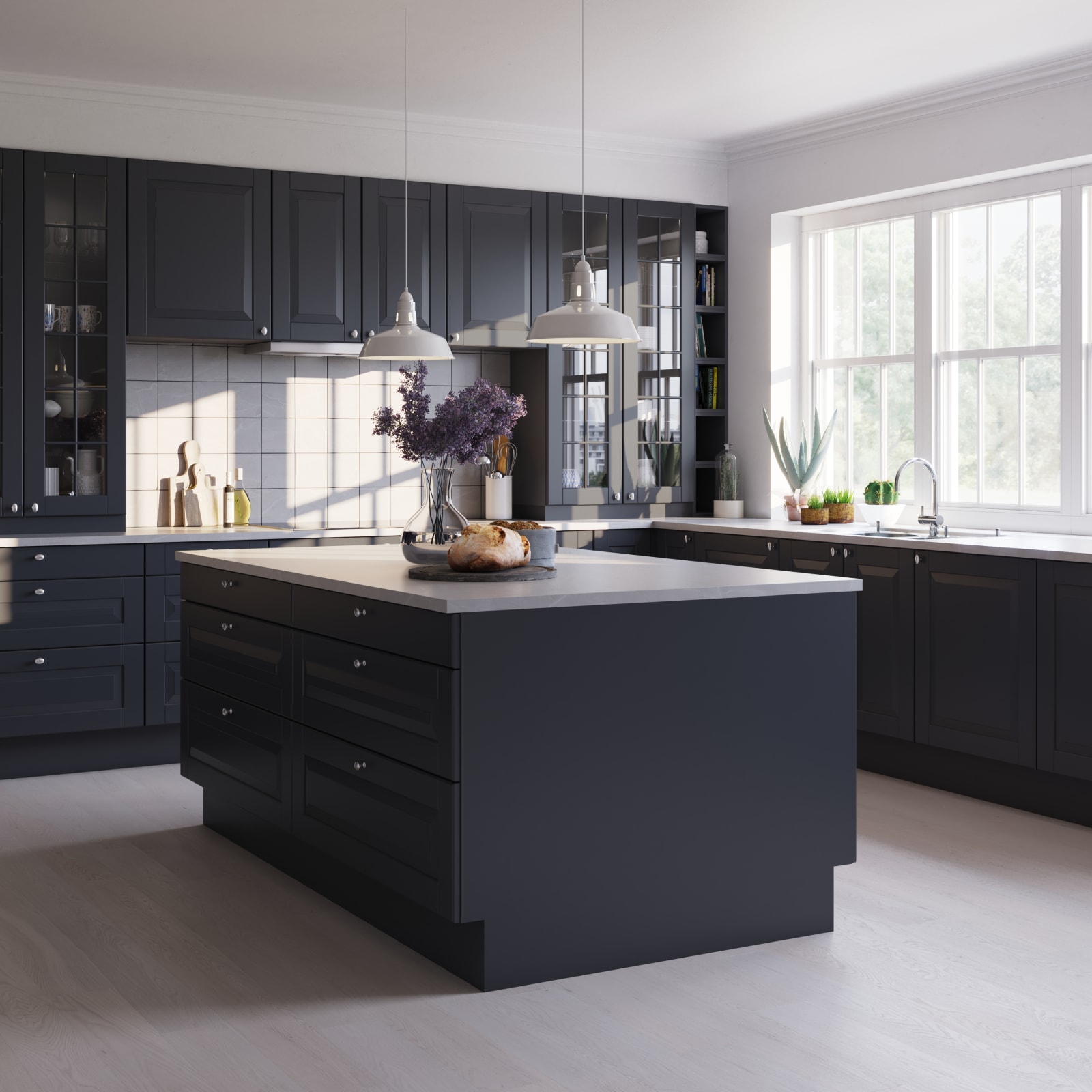 Norema Edel mørk blå S 8005-R80B klassisk kjøkken kjøkkenøy