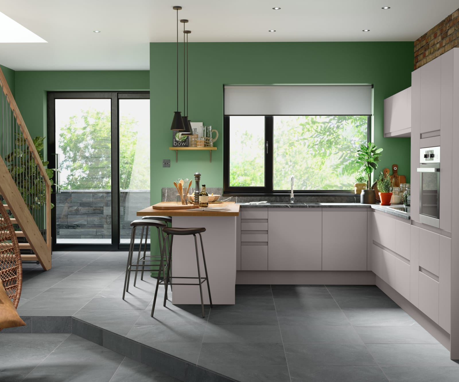 Luna Kitchen from Magnet. An affordable handless look with integrated J Pull doors for a stylish and modern look.