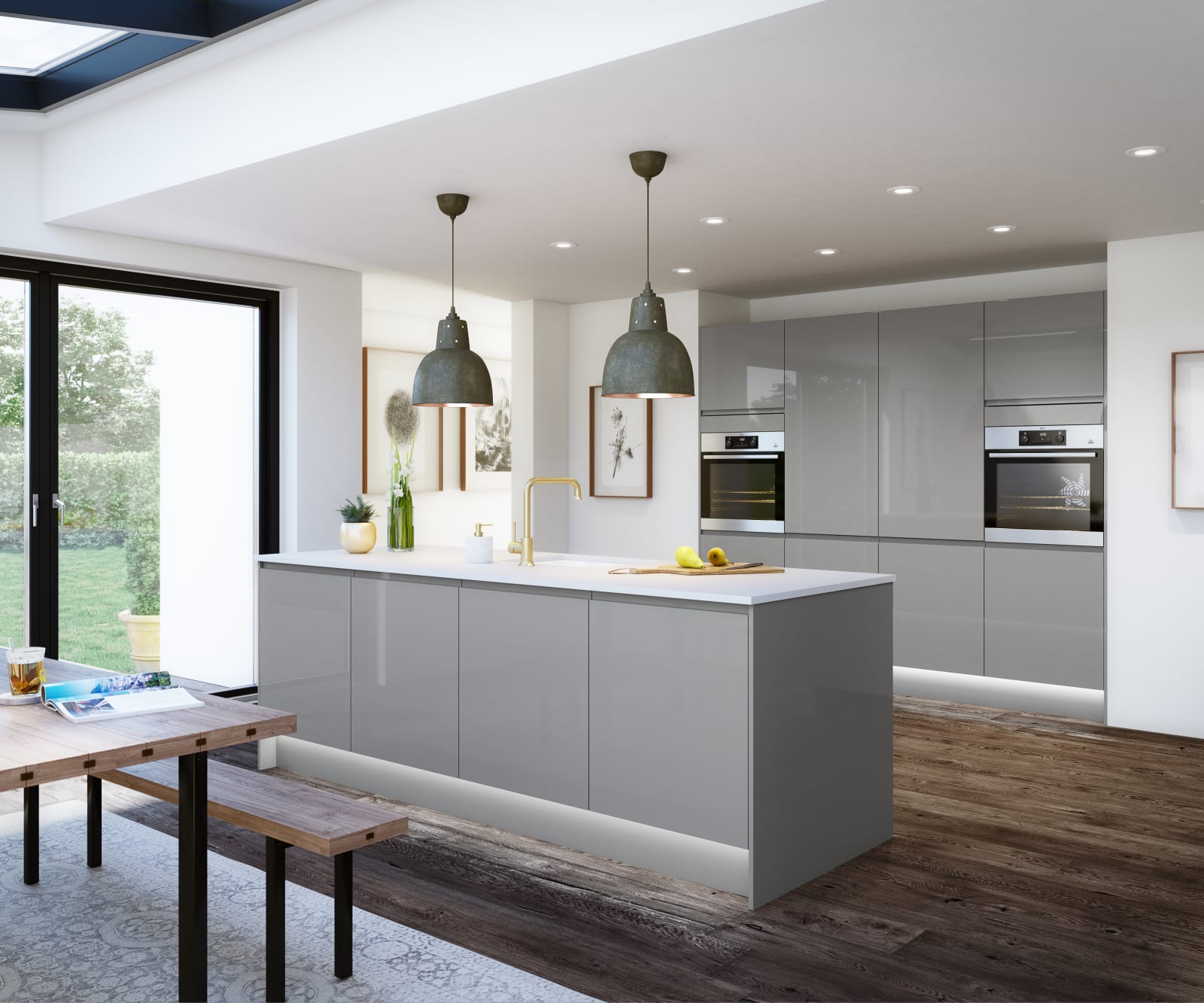 Luna Kitchen from Magnet. An affordable handless look with integrated J Pull doors for a stylish and modern look.