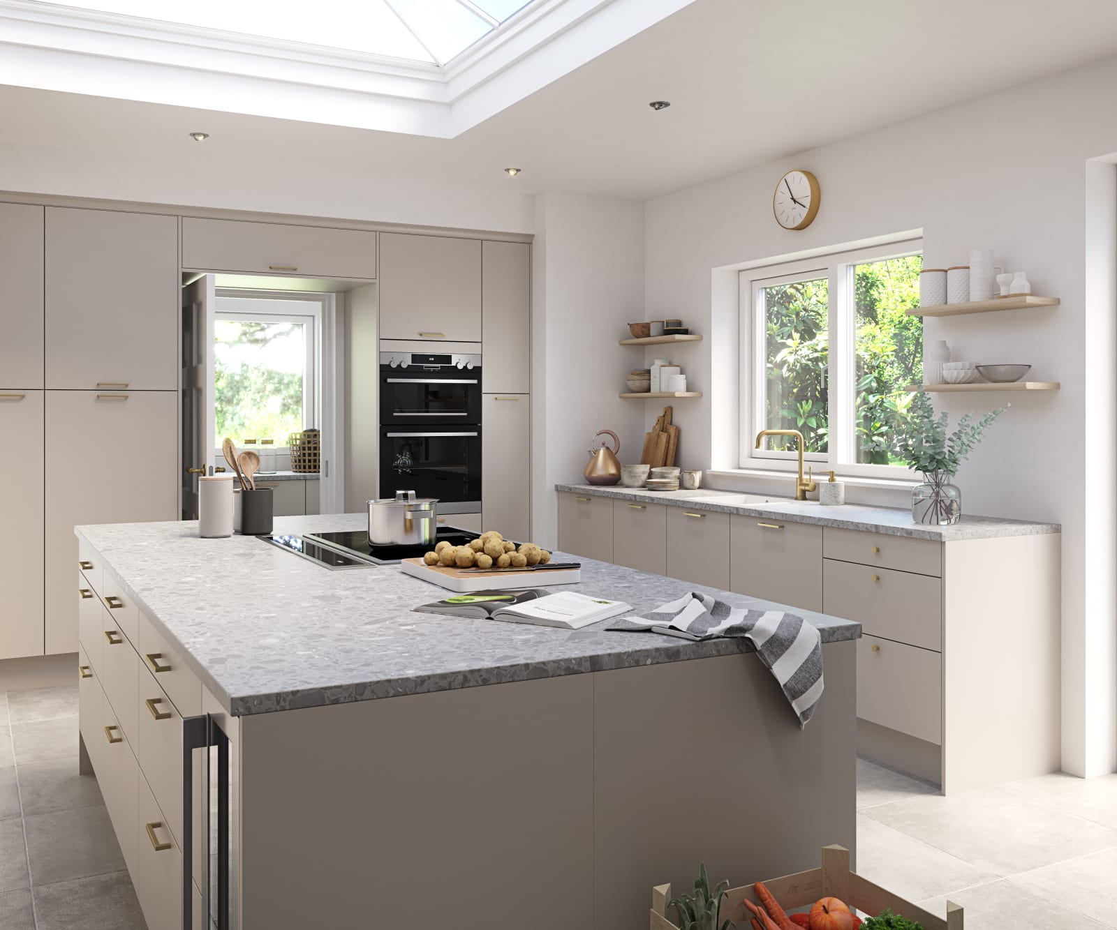 Soho from Magnet. Bold slab doors style this premium contemporary kitchen design available in 20 colours.